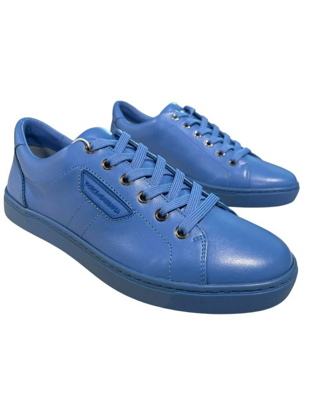 Dolce & Gabbana Calf Leather Blue Sneaker Shoe New